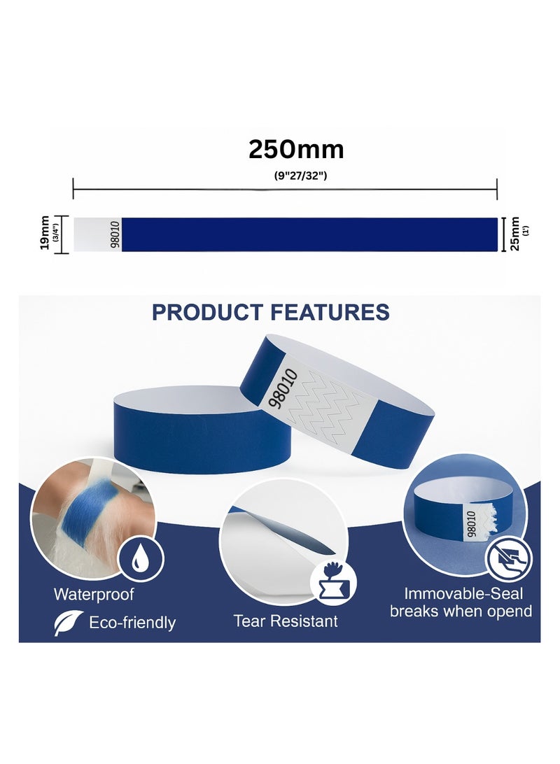 PRINTSHOP4ME Event Paper Wristbands and Identification Bands Made Of Tyveck Material 19mm x 250mm (Navy Blue) - Image 4