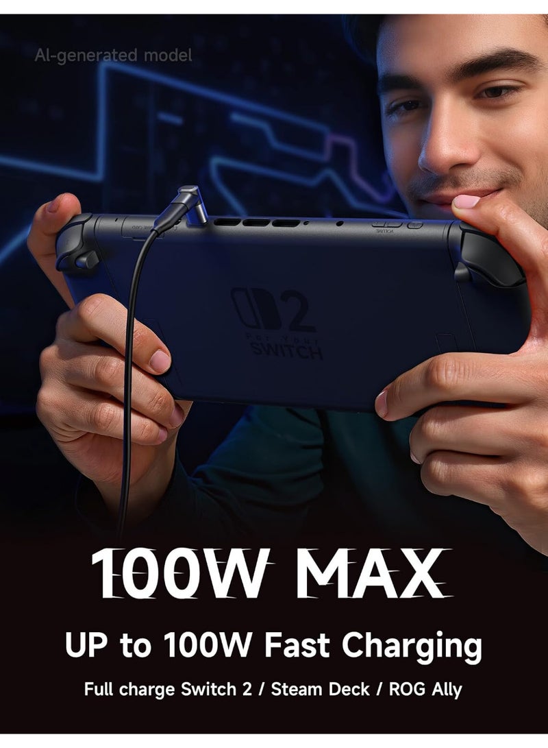 Arceyoo 90 Degree USB C to USB C Adapter 2-Pack, 100W 40Gbps, Gray | Right-angle design reduces cable strain while supporting 100W charging, 40Gbps transfer, and 4K/60Hz video - Image 4