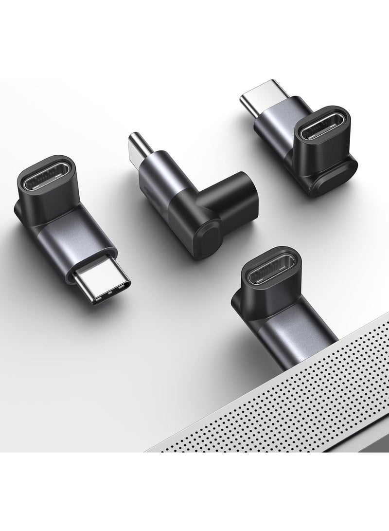 Arceyoo 90 Degree USB C to USB C Adapter 2-Pack, 100W 40Gbps, Gray | Right-angle design reduces cable strain while supporting 100W charging, 40Gbps transfer, and 4K/60Hz video - Image 1