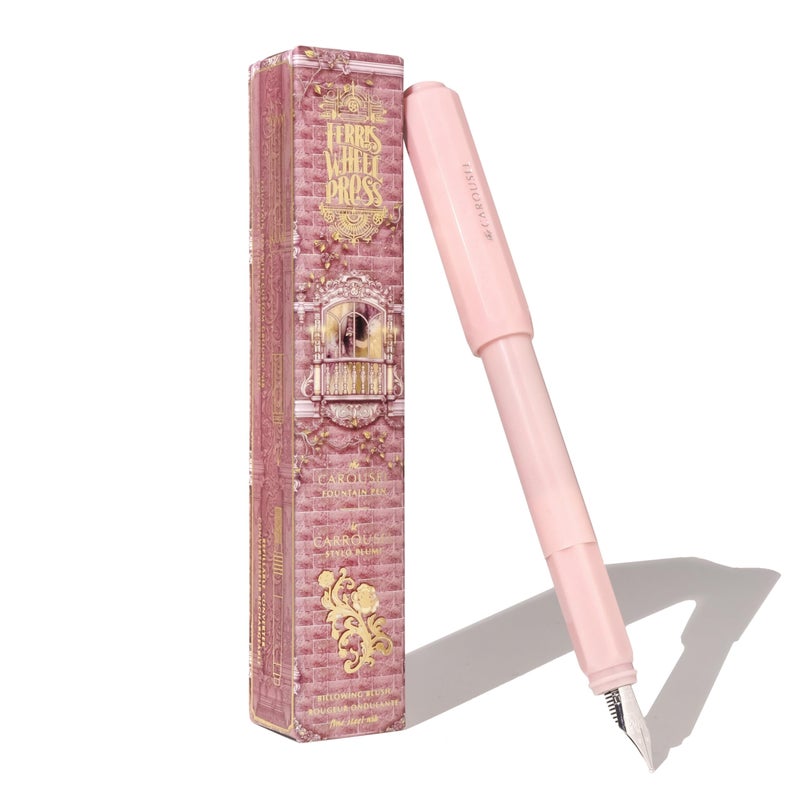 Ferris Wheel Press Carousel Fountain Pen Acrylic blend body Airsealed click locking cap Billowing Blush Pink Fine Nib - Image 2