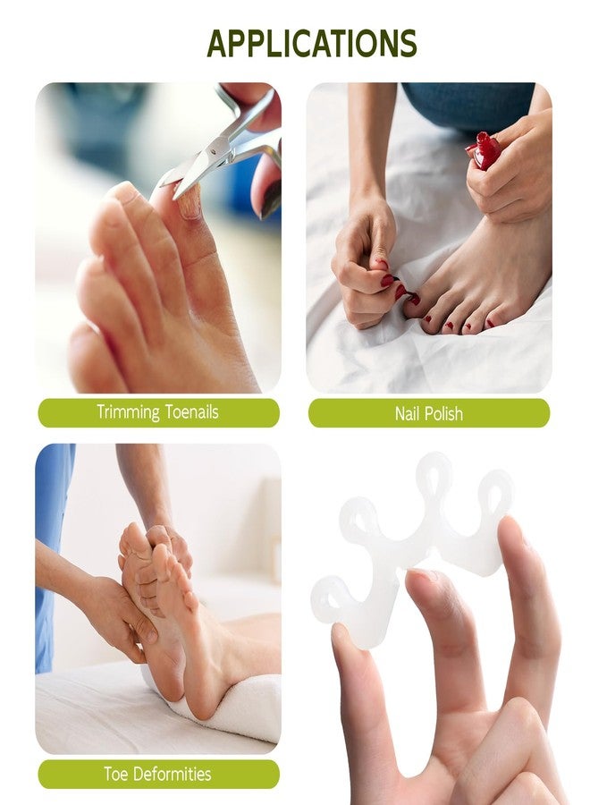 Bukihome Upgraded Gel Toe Separator - Pedicure Toe Spacers for Separating Toenails or Nails - Toe Spreader for Straightening Overlapping Toes, Bunions - Toe Stretcher for Men & Women (White, 4 Pack) - Image 4