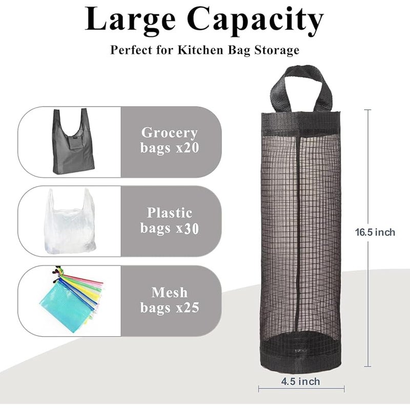 Plastic Bag Holder for Grocery Bags, Hanging Storage Bags Plastic Mesh Bags Dispenser Organizer Trash Bags Grocery Shopping Bag Holder for Home And Kitchen (4Pcs) - Image 2