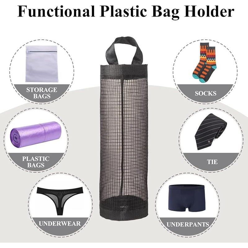 Plastic Bag Holder for Grocery Bags, Hanging Storage Bags Plastic Mesh Bags Dispenser Organizer Trash Bags Grocery Shopping Bag Holder for Home And Kitchen (4Pcs) - Image 3