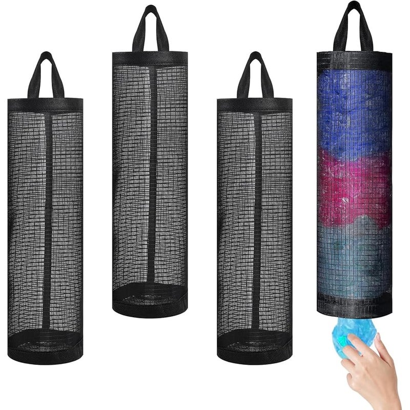 Plastic Bag Holder for Grocery Bags, Hanging Storage Bags Plastic Mesh Bags Dispenser Organizer Trash Bags Grocery Shopping Bag Holder for Home And Kitchen (4Pcs) - Image 1