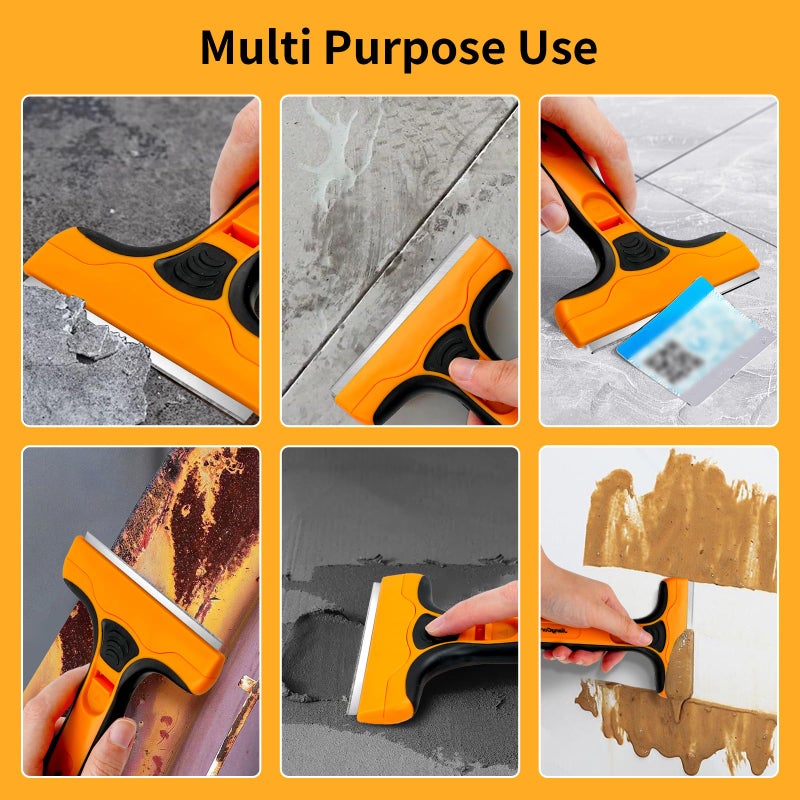 JiangCore Wide Razor Blade Scraper Tool â€“ 4" Scraper Tool with 15 Extra Replacement SK5 Blades,Glass Cleaner for Stove Tops, Windows, Paint Removal and Adhesive Residues - Image 2