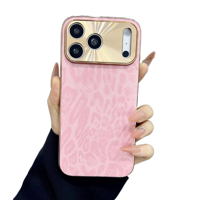 غطاء واقي بTPU + Leather Texture لـ iPhone 14 / 14 Plus / 14 Pro / 14 Pro Max مع مطبوع الفهد المطلي بالكهرباء ومقاومة السقوط مع مقاوم للصدمات مع قبضة مانعة للانزلاق مع مقاومة بصمات. - Image 1