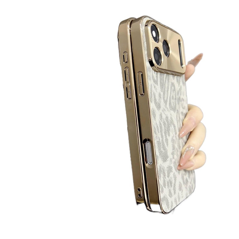 غطاء واقي بTPU + Leather Texture لـ iPhone 14 / 14 Plus / 14 Pro / 14 Pro Max مع مطبوع الفهد المطلي بالكهرباء ومقاومة السقوط مع مقاوم للصدمات مع قبضة مانعة للانزلاق مع مقاومة بصمات. - Image 5