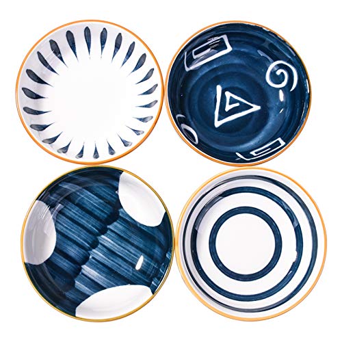 Cerficer Japanese Porcelain Soy Sauce Dishes Set of 4 Ceramic Dipping Bowls for Sushi - Image 1
