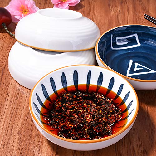 Cerficer Japanese Porcelain Soy Sauce Dishes Set of 4 Ceramic Dipping Bowls for Sushi - Image 4