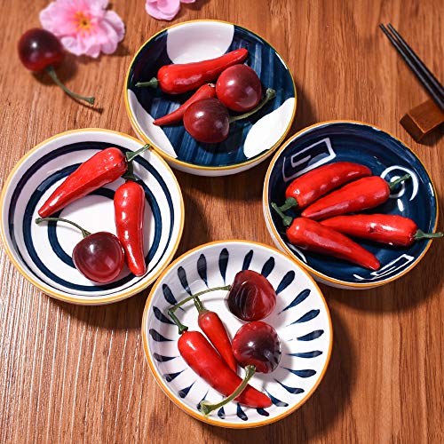 Cerficer Japanese Porcelain Soy Sauce Dishes Set of 4 Ceramic Dipping Bowls for Sushi - Image 5