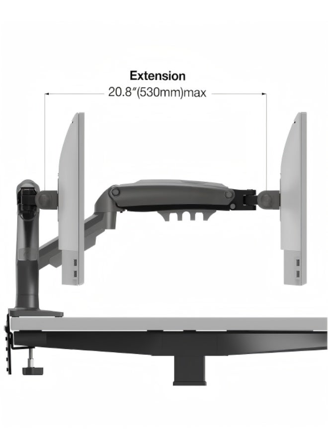 او تو او حامل مكتبي عالمي لشاشة واحدة بتصميم دوار قابل للتعديل بزاوية 360 درجة وذراع زنبركي غازي، مناسب لشاشات الكمبيوتر من 17 إلى 30 بوصة (2-9 كجم) - أسود F80 - Image 5