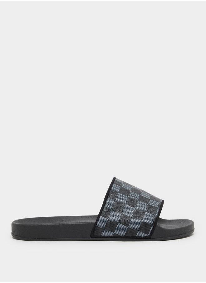 Styli Styli Checked Pattern Strap Slip-On Slides  - Image 2