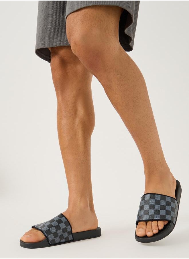 Styli Styli Checked Pattern Strap Slip-On Slides  - Image 1