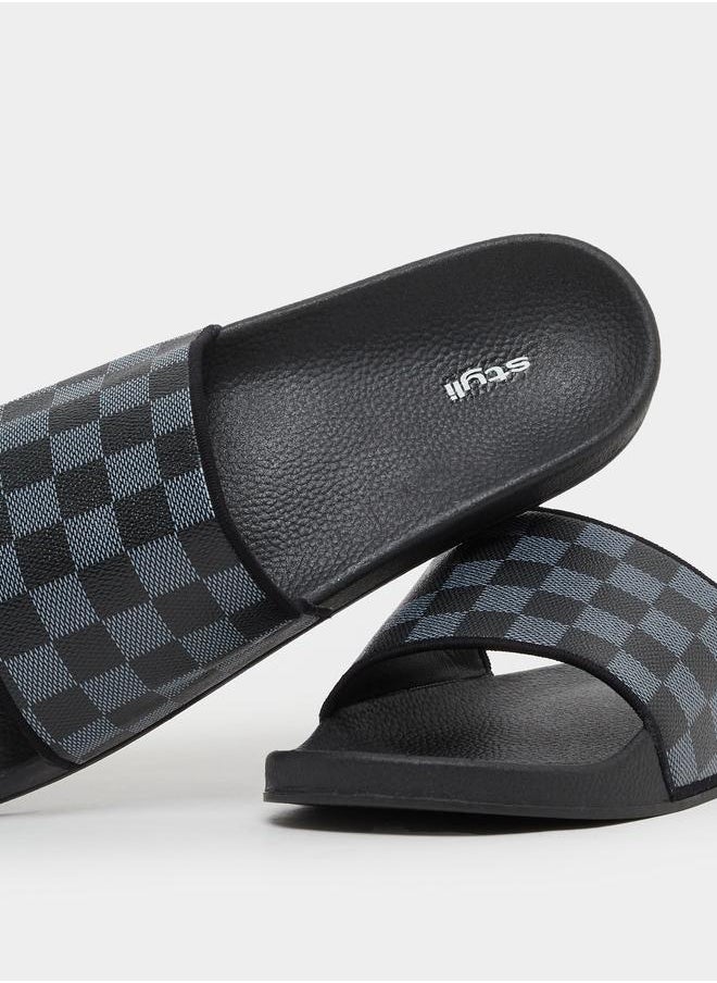 Styli Styli Checked Pattern Strap Slip-On Slides  - Image 4