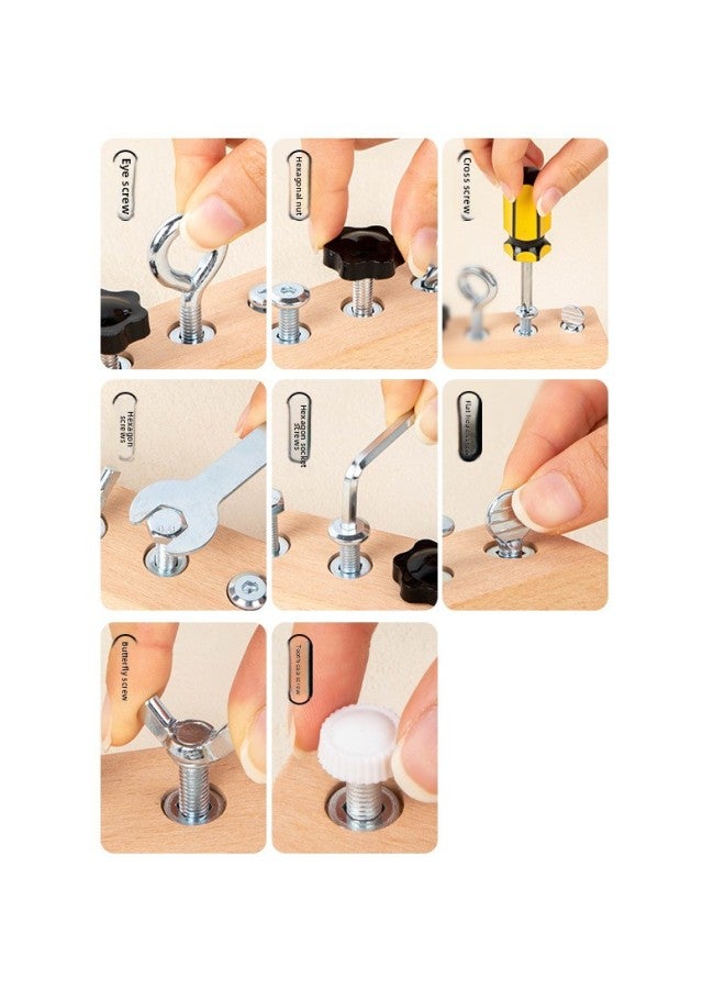 Early Education Screw Combination Assembly And Disassembly Toys Hand-eye Coordination Training Screwing Busy Board Children's Wooden Toys-Color:Screw Combination Toys  - Image 4