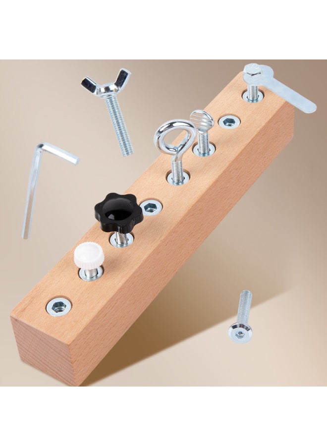 Early Education Screw Combination Assembly And Disassembly Toys Hand-eye Coordination Training Screwing Busy Board Children's Wooden Toys-Color:Screw Combination Toys  - Image 3