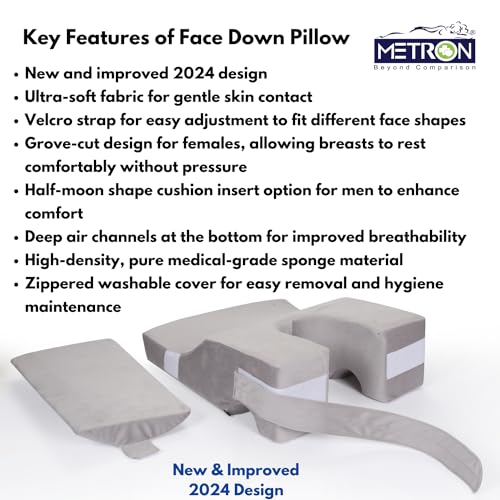 METRON Face Down Prone Pillow for After Eye Surgery, Helps in Retinal Detachment Muscular Hole & Vitrectomy Recovery, Ideal for Massage & Prone Sleeping Cushions - Image 3