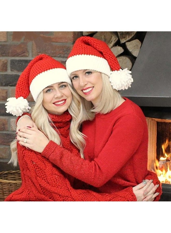 Caistre Santa's Hat Womens Beanie Winter Hat Soft Slouchy Warm Knit Skull Cap Christmas Hat - Red - One Size - Image 3