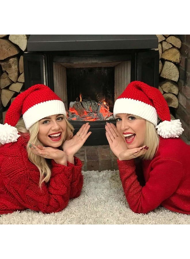 Caistre Santa's Hat Womens Beanie Winter Hat Soft Slouchy Warm Knit Skull Cap Christmas Hat - Red - One Size - Image 2