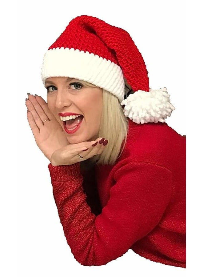 Caistre Santa's Hat Womens Beanie Winter Hat Soft Slouchy Warm Knit Skull Cap Christmas Hat - Red - One Size - Image 1