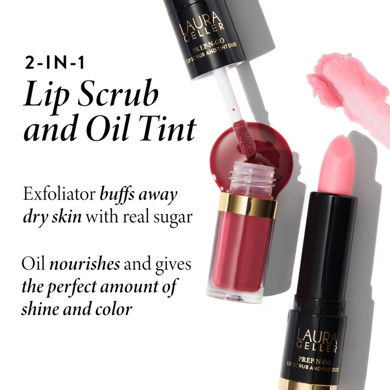 LAURA GELLER NEW YORK Prep-n-Go 2-in-1 Lip Scrub and Lip Oil Tint, Lip Hydrating Oil and Exfoliator, Rush Hour - Image 2