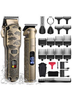 Hatteker Hatteker Professional Hair Clippers for Men Beard Trimmer Clippers and Trimmer Set Waterproof T-Blade Trimmer Cordless Grooming Kit Nose Body Hair Trimmer Barber Clippers Hair Cutting Kit  - Image 1