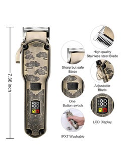 Hatteker Hatteker Professional Hair Clippers for Men Beard Trimmer Clippers and Trimmer Set Waterproof T-Blade Trimmer Cordless Grooming Kit Nose Body Hair Trimmer Barber Clippers Hair Cutting Kit  - Image 2