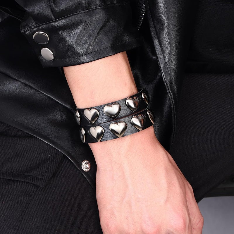 Mafnee Store Leather Cuff Bracelet Punk Bracelet Rock Braided Rivets Wristband for Men Women Adjustable - Image 5