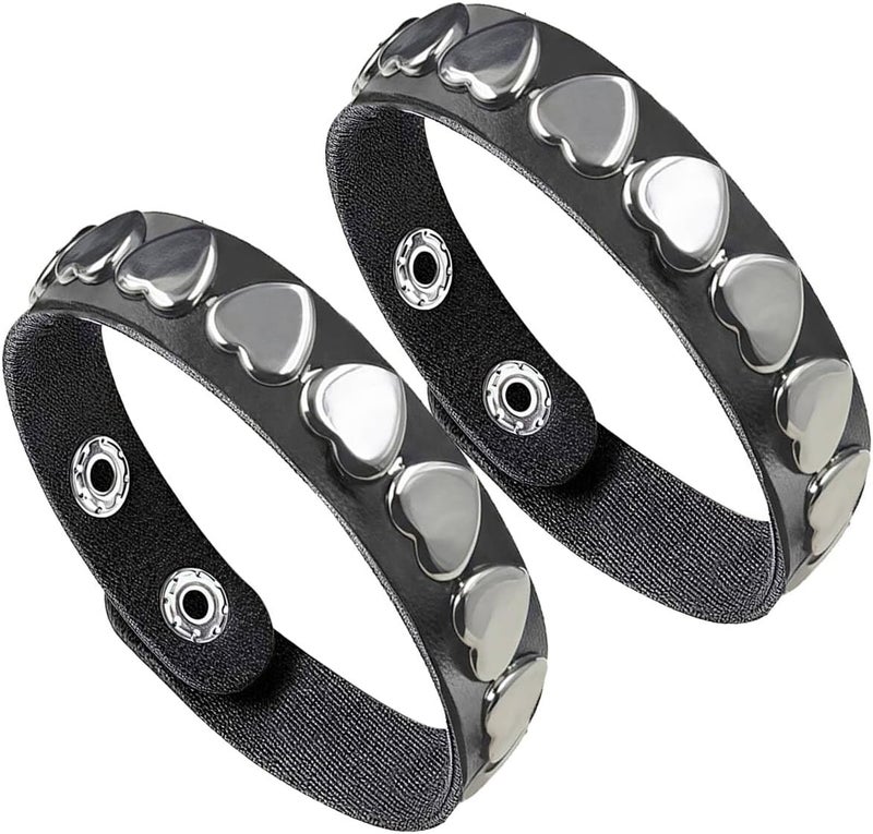 Mafnee Store Leather Cuff Bracelet Punk Bracelet Rock Braided Rivets Wristband for Men Women Adjustable - Image 1