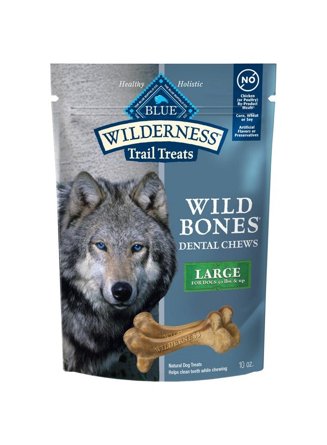 Blue Buffalo Wilderness Trail Treats Wild Bones Large Dental Chews, Grain-Free Dog Bones For Large Dogs Made with Natural Ingredients, 10-oz Bag - Image 1