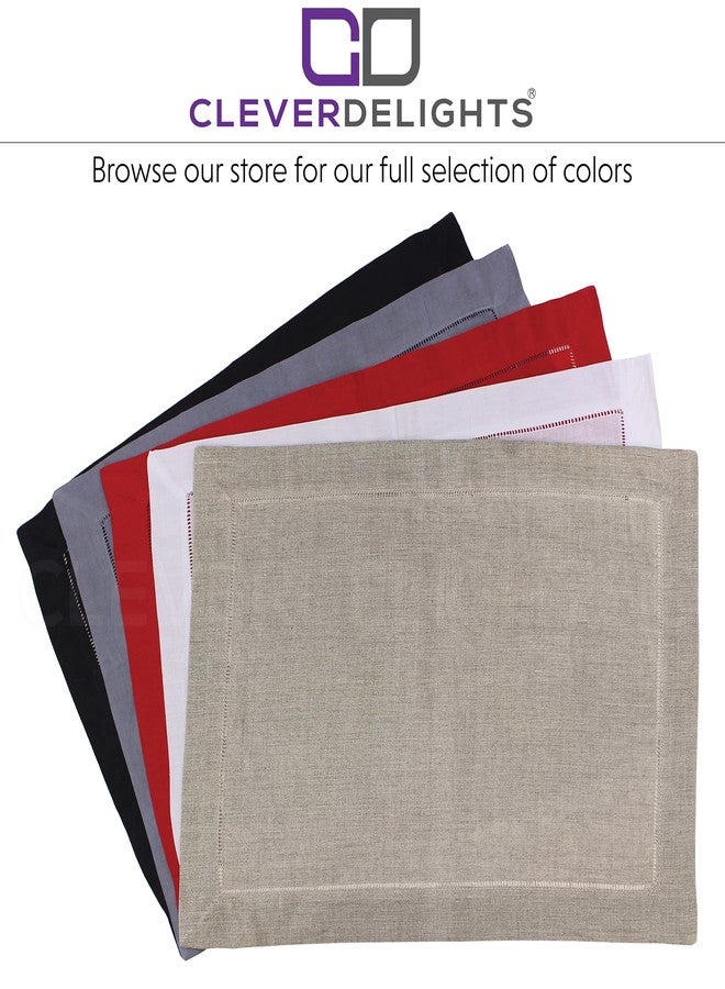 CleverDelights Pink Hemstitched Placemats - 6 Pack - 14" x 20" - 55/45 Linen Cotton Blend - Image 3
