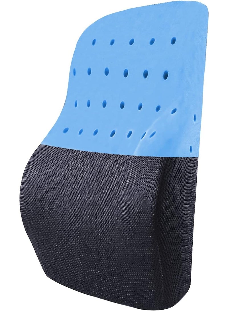 Memory Foam Lumbar Support Cushion with Cooling Gel, Ventilated Back Support Pillow for Office Chair, Car Seat & Home, Ergonomic Lower Back Cushion for Comfortable Sitting - Image 1