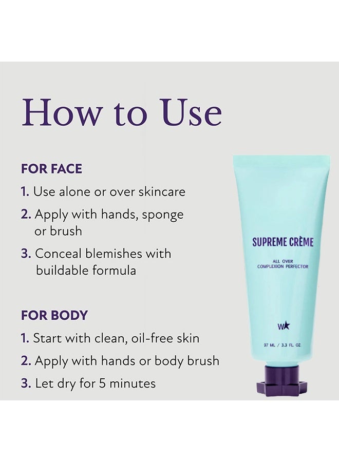 W Supreme Creme All - Over Complexion Perfector – Long-Lasting CC Cream Foundation - Waterproof & Transfer-Resistant Skin Tint - 97ml (Light) - Image 5