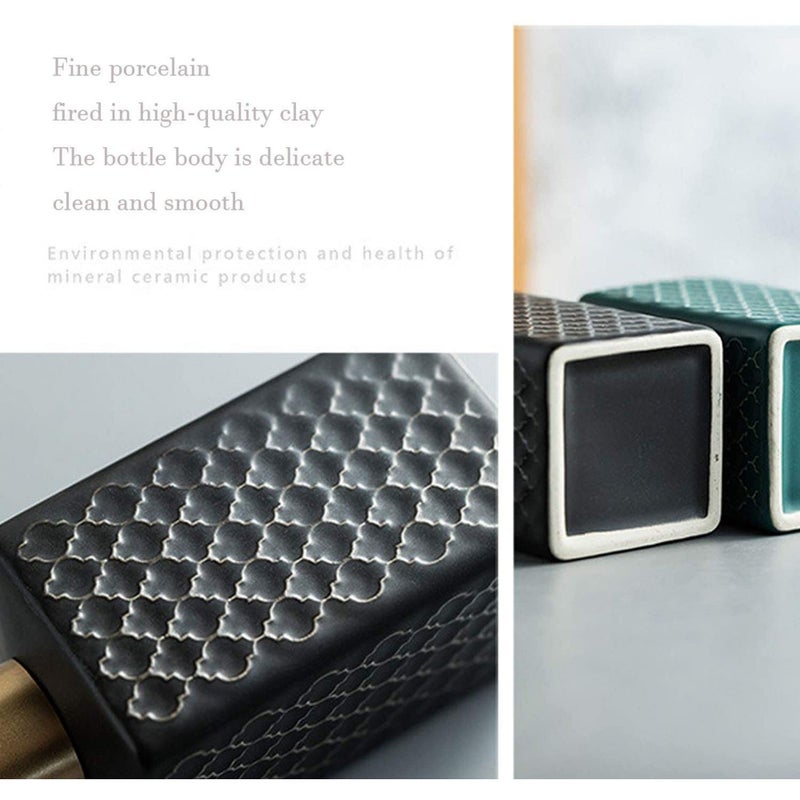 FabSeasons Ceramic Soap Dispenser with Rose Gold top for Kitchen/Bathroom, Ideal Bathroom Accessory, Practical & Decorative Tabletop Soap Dispenser, 360ML (Black) - Image 4