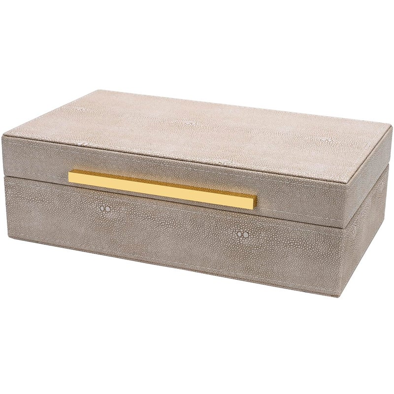 Xigexige Ivory Shagreen Box Faux Leather Decorative Boxes Keepsake And Memory Storage Decorative Boxes With Lids For Modern Home Decor Jewelry Box Organizer - Image 2