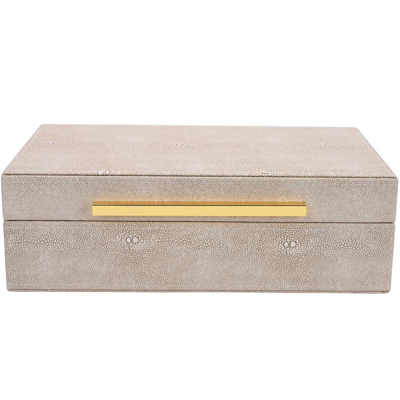 Xigexige Ivory Shagreen Box Faux Leather Decorative Boxes Keepsake And Memory Storage Decorative Boxes With Lids For Modern Home Decor Jewelry Box Organizer - Image 1