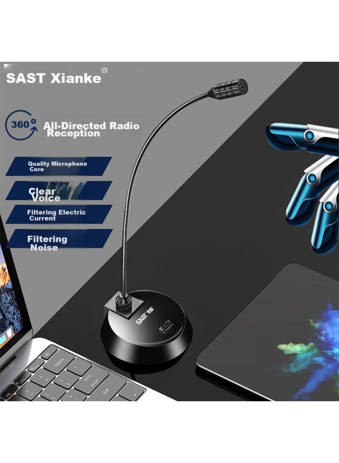 SAST Xianke Microphone, Computer Gooseneck Microphone, Wired Desktop Computer Laptop, Desktop Online Class, Video Conference, Gaming, Voice Recording Round Hole 039 - Image 5