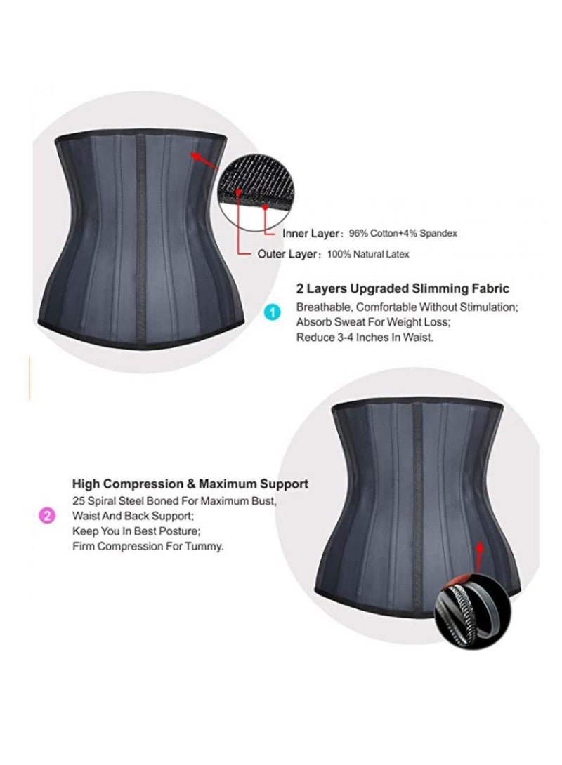 AIWANTO Waist Trainer for Women Latex Underbust Waist Corsets Cincher Hourglass Body Shaper 4 Hooks Small Size  - Image 5