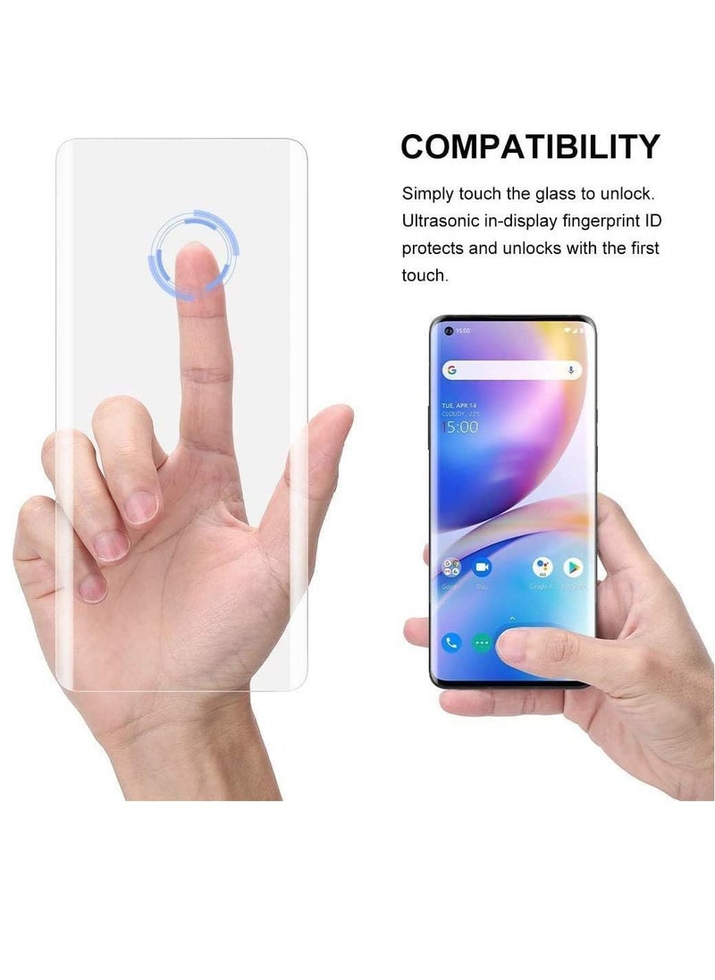 LEDIN - OnePlus 8 UV Liquid Curved Full Glue Tempered Glass Screen protector for OnePlus 8 - Image 1