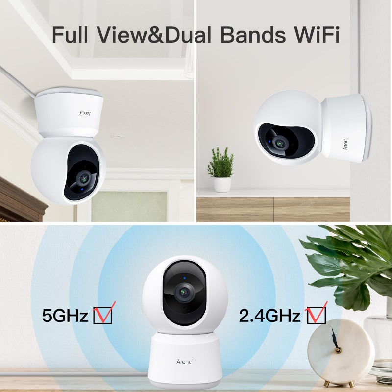 ARENTI 5G Indoor Security Camera, 4MP Pet Camera with Speaker for Dog/Cat, Baby Monitor with Phone App, Dual-Band WiFi, Auto Tracking, Super Night Vision, 2-Way Talk, Cloud & SD Card Storage(P2Q 2PC) - Image 4
