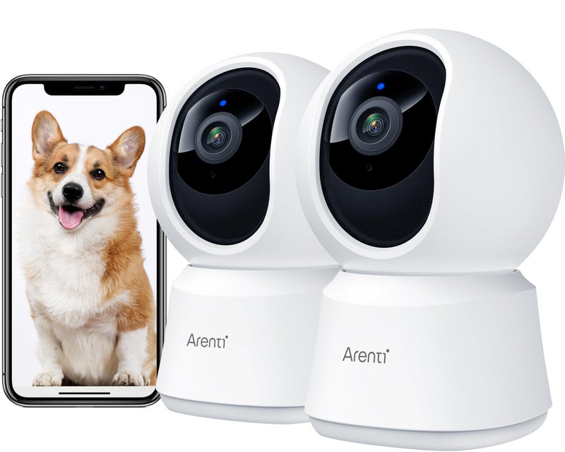 ARENTI 5G Indoor Security Camera, 4MP Pet Camera with Speaker for Dog/Cat, Baby Monitor with Phone App, Dual-Band WiFi, Auto Tracking, Super Night Vision, 2-Way Talk, Cloud & SD Card Storage(P2Q 2PC) - Image 1