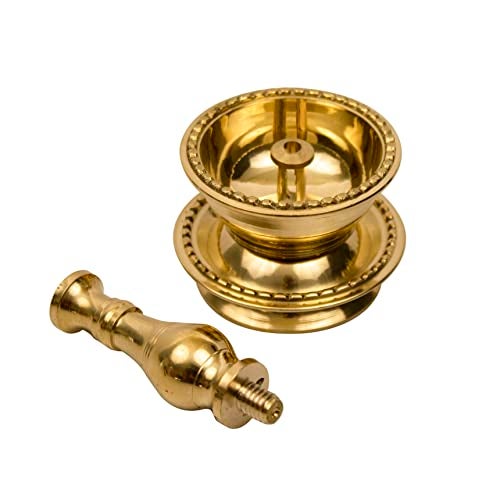 Spillbox Traditional Brass Diya for Puja | Pooja Aarti | Arti Deepak Deepam Oil Lamp for Home Temple Puja Articles Decor Gifts- Udupi Nandha Stand - Image 3