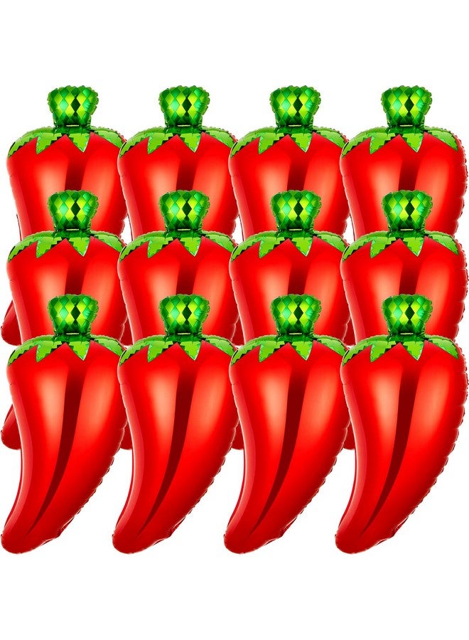 Lewtemi 12 Pcs Chili Cook Off Balloons Decorations Novelty Inflatable Chili Balloons Chili Shaped Foil Balloon Chili Pepper Decorations For Mexican Fiesta - Image 1