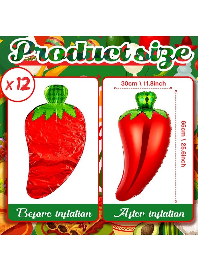 Lewtemi 12 Pcs Chili Cook Off Balloons Decorations Novelty Inflatable Chili Balloons Chili Shaped Foil Balloon Chili Pepper Decorations For Mexican Fiesta - Image 3