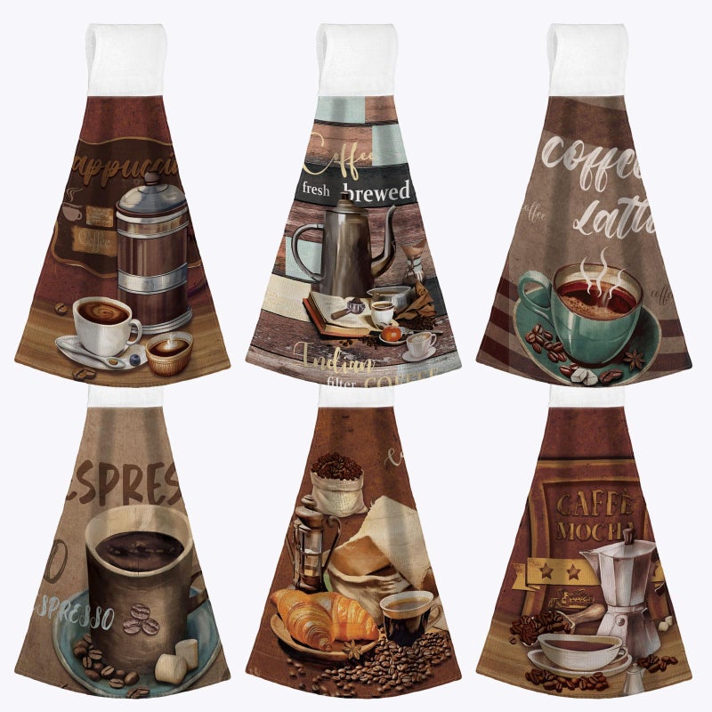 Jingmore 6 Pcs Summer Kitchen Towels with Hanging Loops Microfiber Absorbent Drying Cloths for Cooking Baking Bathroom Housewarming Gift Kitchen CleanupBrownCoffee - Image 2