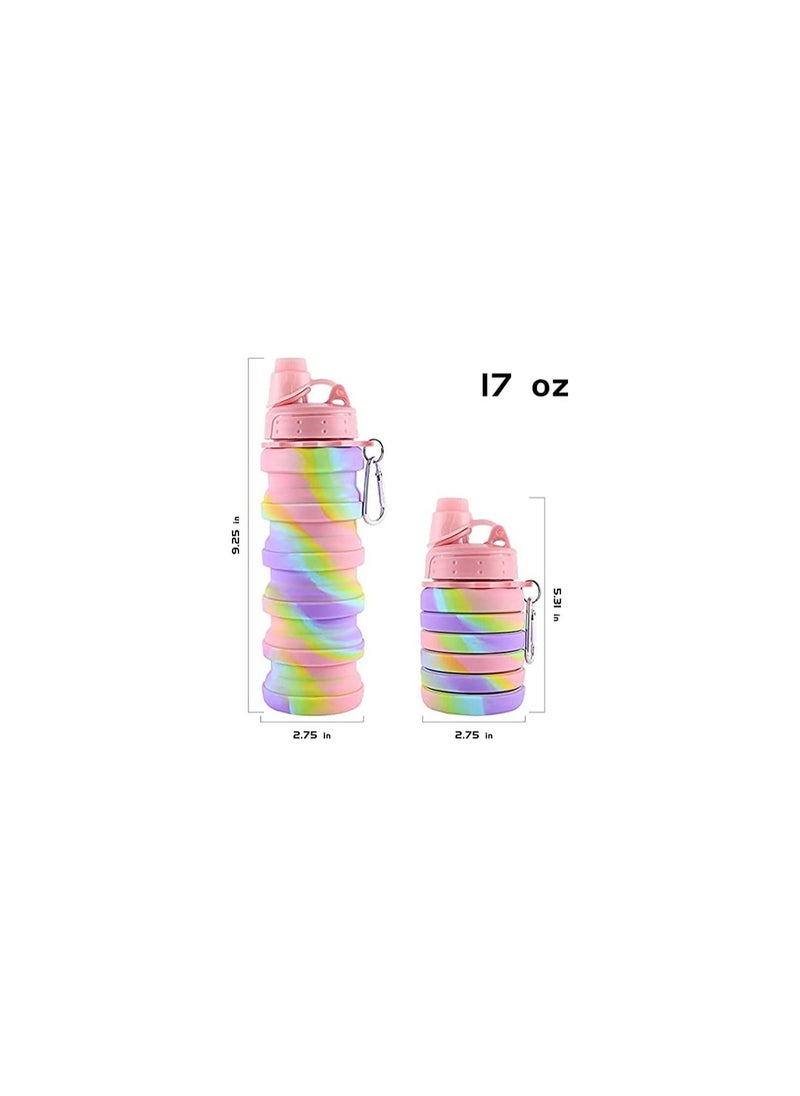 Spaceshoop - Collapsible Sports Water Bottle Outdoor Portable Reuseable Free Silicone Foldable Water Bottles for Travel Camping Hiking Kids Students Girl Women - Image 1