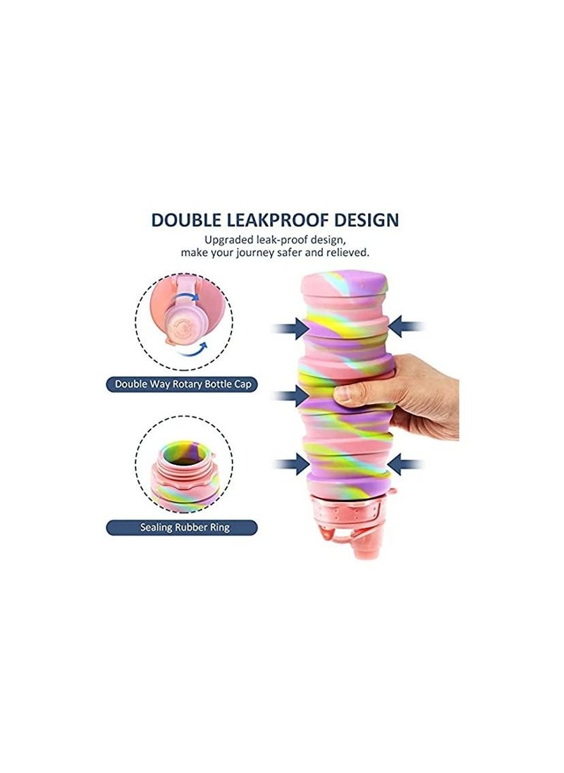 Spaceshoop - Collapsible Sports Water Bottle Outdoor Portable Reuseable Free Silicone Foldable Water Bottles for Travel Camping Hiking Kids Students Girl Women - Image 1
