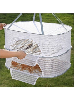 Y&D Herb Drying Rack 2-Layer 2-Feet Hanging Mesh Net Dryer Collapsible with S-Shape Zippers Pothook Carabiner and Storage Pouch for Hydroponics Flowers Buds Fruits Seafoods Clothes  - Image 2