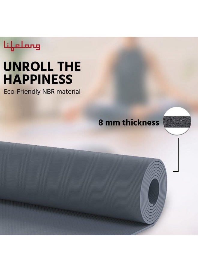 Lifelong Lifelong LLYM98 Yoga mat for Women & Men EVA Material 8mm Grey Anti Slip for Gym Workout  - Image 4