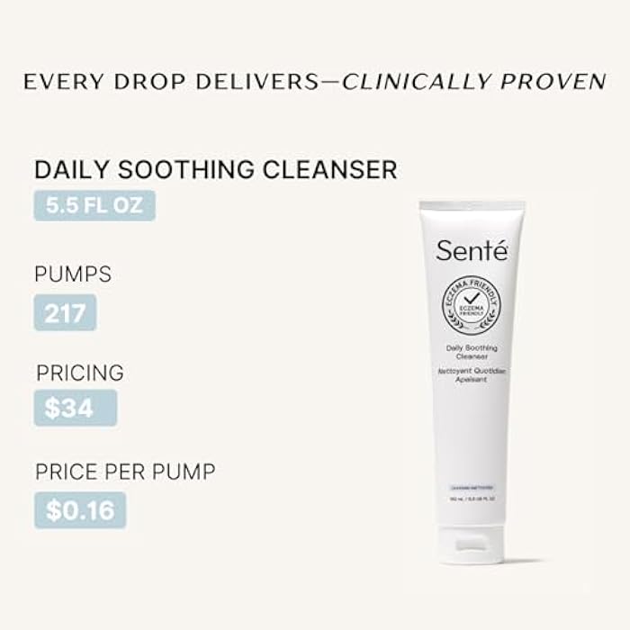 Sente Daily Soothing Facial Cleanser For Dry and Sensitive Skin - Gently Removes Oil, Impurities and Makeup - with Vitamin E - 5.5 Fl Oz - Image 4